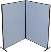 Global Industrial 48-1/4"W x 72" H Freestanding 2-Panel Corner Room Divider, Blue