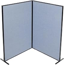 Global Industrial 48-1/4"W x 72" H Freestanding 2-Panel Corner Room Divider, Blue