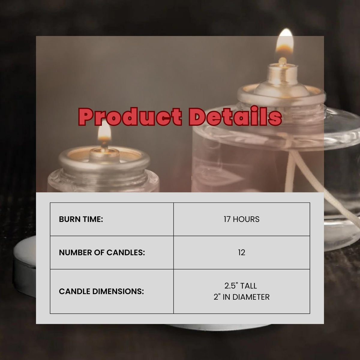 Hollowick 8 Hour Burn Time / 24 / 24 Pack Cash/Carry Candles