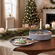 Molidiki Melamine Dinner Plates, 10.5 Inch Round, Snow House Christmas Set of 12