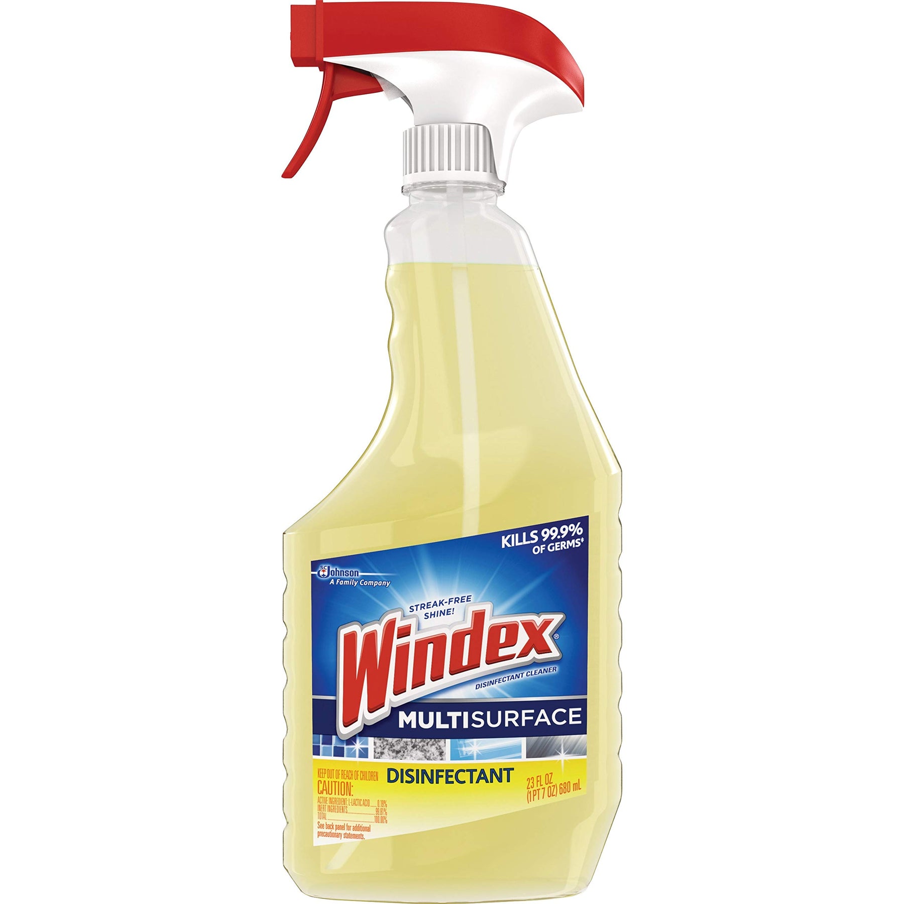 Windex 679594 Antibacterial Multi-Surface Cleaner, Lemon Scent, 23 oz Spray Bottle (Case of 8)