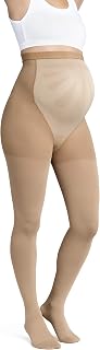 JOBST Maternity Opaque Compression Waist High Pantyhose Stockings, Closed Toe, 15-20 mmHg Moderate Support for Swollen Legs During Pregnancy, Caramel, Large