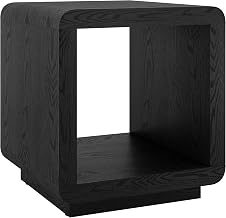 Henn&Hart 20" Square Side Table, Nightstand, End Table, Natural Black