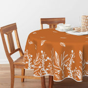 Horaldaily Round Tablecloth, 70 Inch Diameter, Orange Wild Flowers