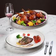 Roeveca Ceramic Serving Platter, Oval 15 x 12.4 Inch, White, Set of 2