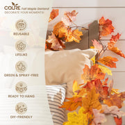 CQURE Fall Leaf Garland, 41.3 Ft Artificial Vines, 7 Pack Orange Yellow