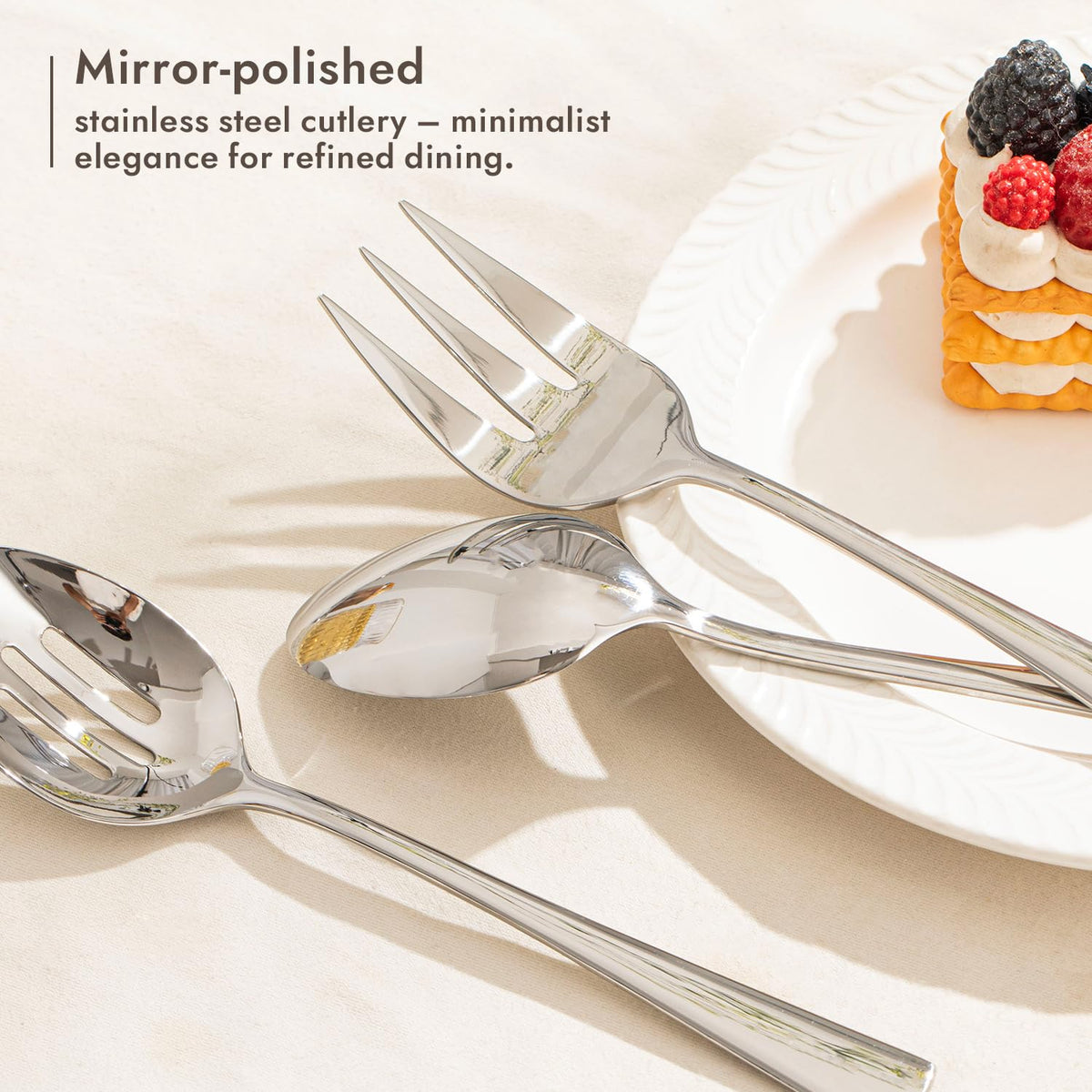 Kingstone Serving Utensils Set, 18/10 Stainless Steel, 5 Piece Silver