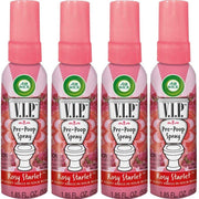V.I.P. Pre-Poop Toilet Spray | Rosy Starlet Scent | Contains Essential Oils | Travel Size Air Freshener | Up to 100 uses - 1.85 Ounce (Pack of 4) by Air Wick – 1.85 Fl Oz (Pack of