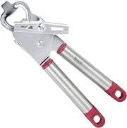 Tovolo Can Opener Manual Heavy Duty 2 in 1 Stainless Steel with Bottle Opener Kitchen Tool Easy Turn Handle Sangria Red, Smooth Edge Safe Cut No Sharp Edges Manual Hand Held Can Opener for Tins Cans