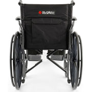 Global Industrial Wheelchair – 20" W Seat, Flip Back Arms, Swing-Away Footrests, Black