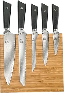 Mercer Culinary Premium Grade Super Steel 6-Piece Knife Set with Magnetic Bamboo Stand, G10 Handles