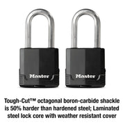 M515XTLH Magnum Heavy Duty Padlock with Key by Master Lock – 2 Pack, Stainless Steel, Black, Model M515XTLHCCSEN