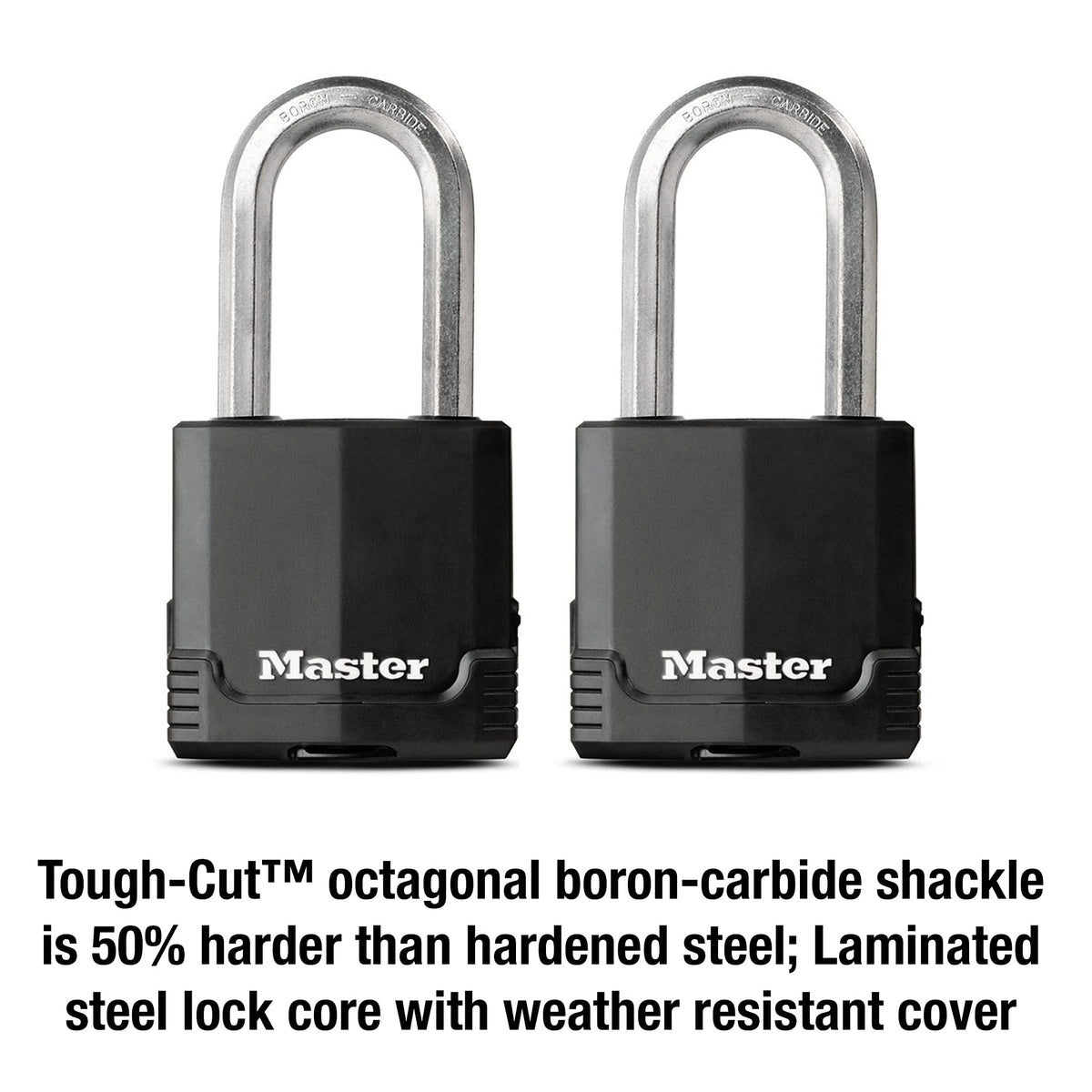 M515XTLH Magnum Heavy Duty Padlock with Key by Master Lock – 2 Pack, Stainless Steel, Black, Model M515XTLHCCSEN