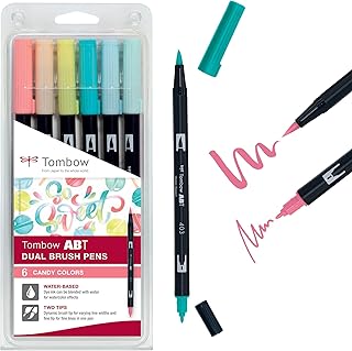 Tombow ABT-6P-4 ABT Dual Brush Pens - Candy Colours (Pack of 6)