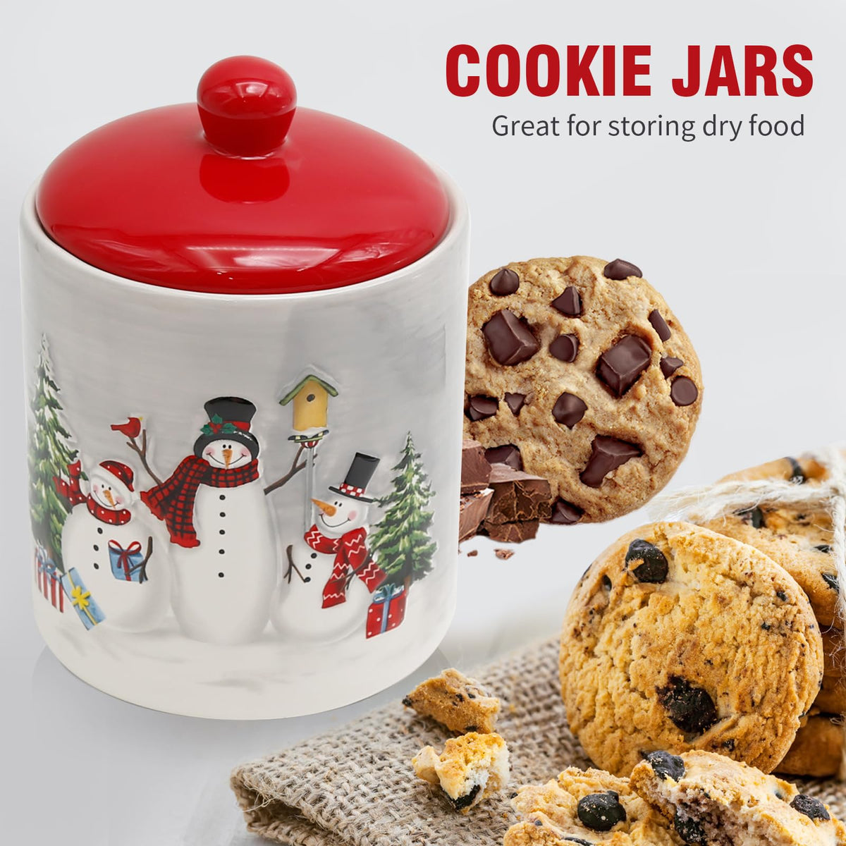 Aynaxcol Gnome Christmas Cookie Jar, Ceramic Storage Container, Multicolor