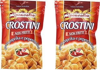 Panealba Non Fried Crostini Snack Paprika and Chili Pepper Taste - 100 gr / 3.53oz, pack of 2