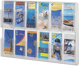 Safco Reveal 12 Pamphlet Display, 5604CL, Wall Mountable, Thermoformed Plastic Resin Construction, No Sharp Edges or Corners 20.4" x 30" x 2"