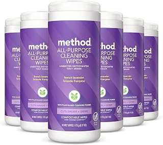 Method All-Purpose Cleaning Wipes, French Lavender, 30 Count, 6 pack, Packaging May Vary