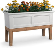 Mayne Fairfield 48in Self-Watering Rectangular Elevated Garden Bed, White | Self-watering, All season, Fade resistant, Double-wall design, Wood Frame, Built-in Overflow Drainage, 15-year warranty