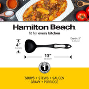 Plastic Ladle Spoon for Cooking | Non-Slip Solid Long Nylon Soft Touch Handle 13 inch | Non-stick Heat Resistant | Hygienic Spatula Spoon Design for Soups by Hamilton Beach –