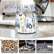 Blue Tractor Sunflower Pattern Splash Ashtray with Lid by ALAZA – Stainless Steel, C4736, Model g541054987p1082c1149s2657