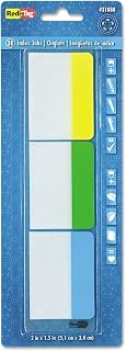 Redi-Tag 31080 Write-On Self-Stick Index Tabs 1 1/2 x 2 Blue Green Yellow 30/Pack