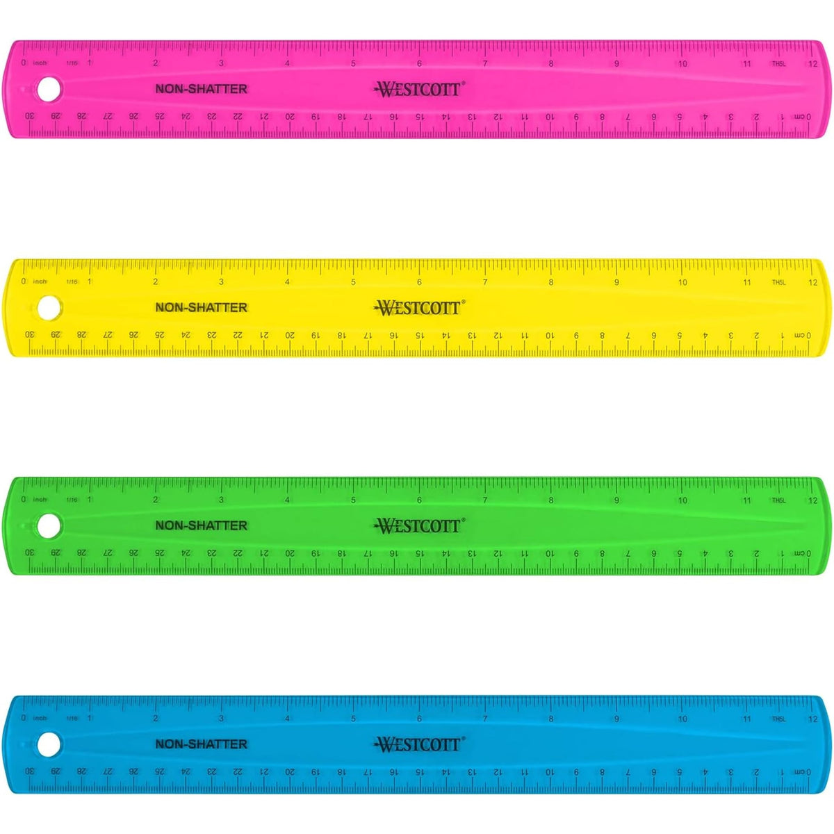 Shatterproof Ruler by Westcott – Single, Plastic, Assorted, Model 14381