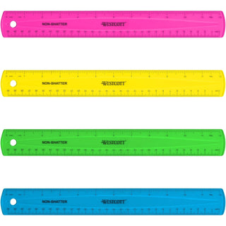 Shatterproof Ruler by Westcott – Single, Plastic, Assorted, Model 14381