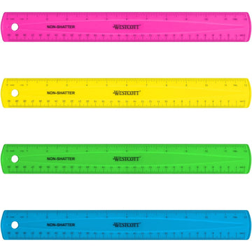 Shatterproof Ruler by Westcott – Single, Plastic, Assorted, Model 14381