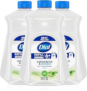 Dial Antibacterial Defense Liquid Hand Soap + Aloe, Aloe Scent, 52 Fl Oz Hand Soap Refill (Pack of 3), Dermatologist-Tested, Gentle Formula