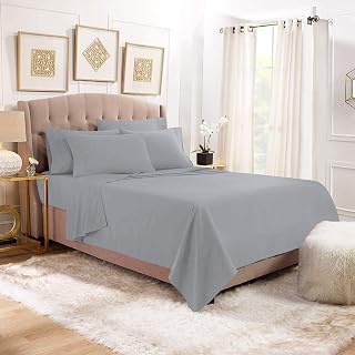 Solid Silver King Size Sheet Set 800 Thread Count 100% Egyptian Cotton 4pc Deep Pocket Bed Sheet Set by Fabricom
