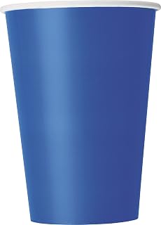 Unique Party Plain Royal Blue Disposable Paper Cups - 12 oz, Pack of 10 - Ideal for Parties, Picnics, & All Occasions
