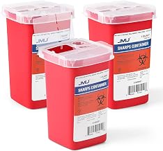 1 Quart Sharps Containers for Home Use 3 Packs | Clear Lid, Puncture Material, Disposable, Compact, the Max Fill Line, for Home Use, Clinics and Travel