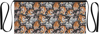Kitchen Apron Japanese Tiger | Unisex Server Apron with 3 Pockets, Adjustable for Waiters, Gardeners, Kitchen, BBQ, Painting and Restaurant Work