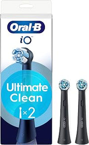 Set of 2 replacement brushes for replacement brushes (clean, automatic, black, deep brushing, dental plaque removal, round brush for oral B iO electric brushes