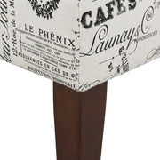 Linen Script Lily Chair in Brown by Furnifact – Eucalyptus Wood, Local Hardwoods, Fabric, Foam, Rubberwood,Plywood, Brown