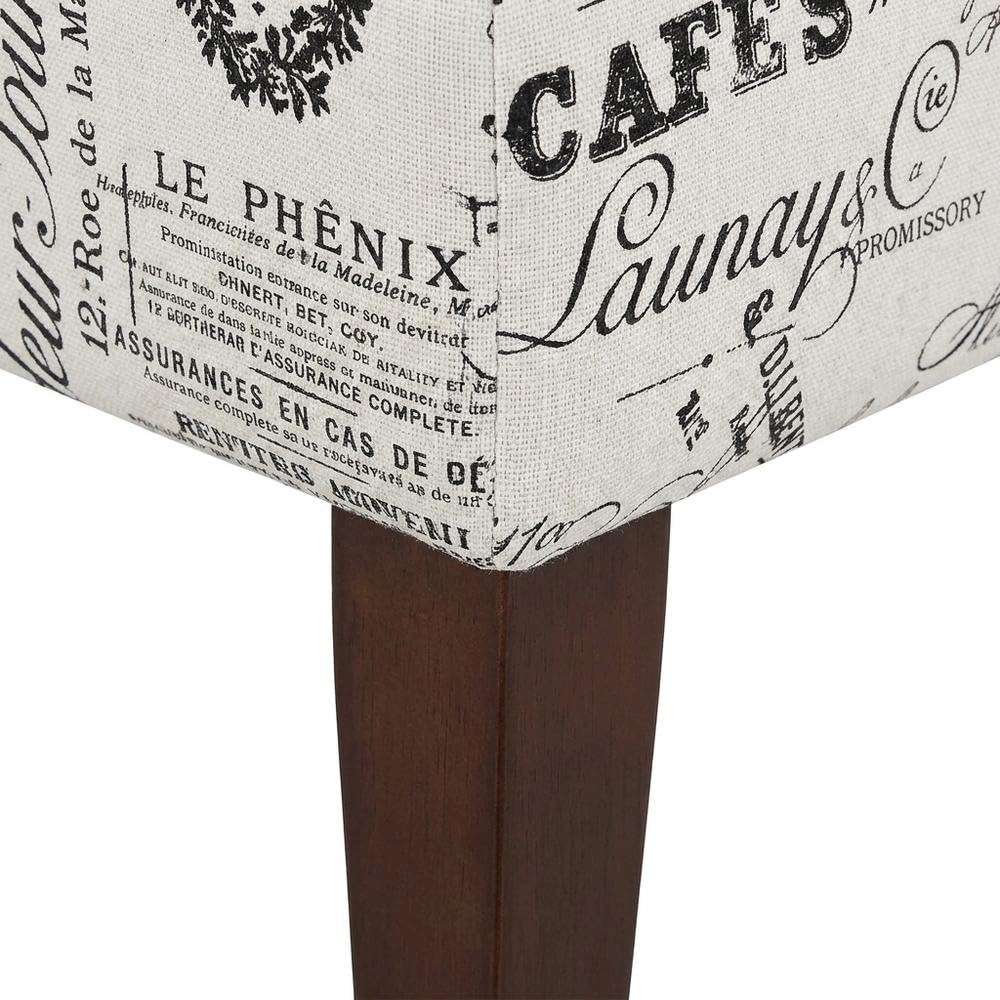 Linen Script Lily Chair in Brown by Furnifact – Eucalyptus Wood, Local Hardwoods, Fabric, Foam, Rubberwood,Plywood, Brown