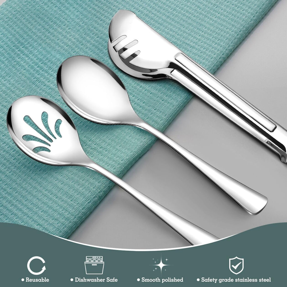 Teivio Stainless Steel Serving Utensils Set, 24 Pieces, Silver