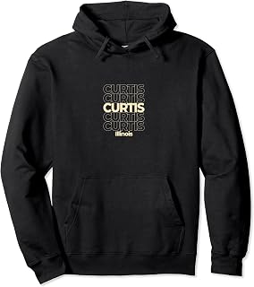 Vintage Curtis, Illinois Repeating Text Pullover Hoodie