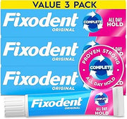 Fixodent Complete Denture Adhesive Cream, Original, 2.4 oz (3-Pack) – Strong False Teeth Glue, Secure Dental Adhesive for Full and Partial Plates, Packaging May Vary