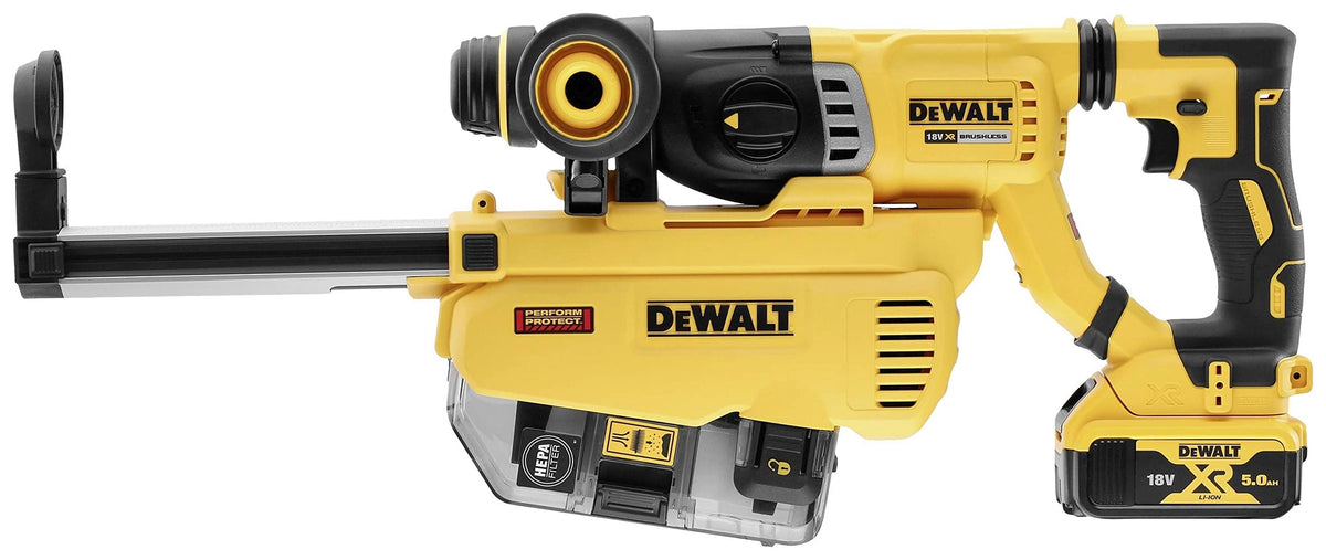 SDS Plus D-Handle Rotary Hammer Cordless Dust Extractor by DEWALT – Composite/Plastic body, Metal chuck and key components, Multicolor, Model DWH205DH-XJ