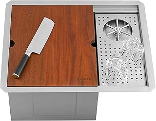 Ruvati Glass Rinser and Sink Combo 22 inch Workstation for Wet Bar Bottle Washer Undermount - RVH8542ST