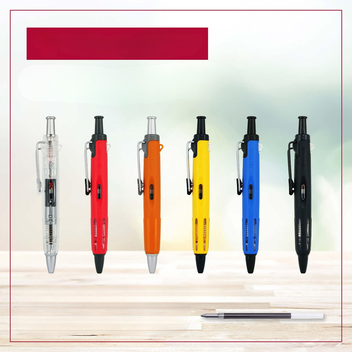 AirPress Ballpoint Pen - Yellow by Tombow – 1 Count (Pack of 1), Plastic, metal clip, yellow, Model BC-AP52