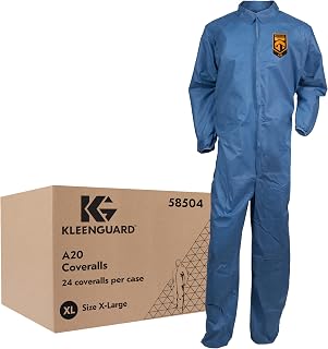 KLEENGUARD A20 Breathable Particle Protection Coveralls (58504), Zipper Front, Elastic Back, Wrists & Ankles, Blue, Reflex Design, XL (Qty 24)