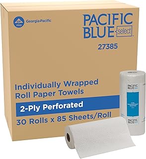 Pacific Blue Select by Georgia-Pacific PRO 2-Ply Perforated Roll Paper Towels, Individually Wrapped, White, 85 Sheets Per Roll, 30 Rolls Per Case, 27385