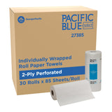 Pacific Blue Select by PRO 2-Ply Perforated Roll Paper Towels by Georgia-Pacific – 30 Rolls (85 Sheets each), Paper, White, Pack of 30, Model 27385