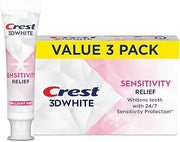 Crest Toothpaste 3DWhite Sensitivity Relief, Brilliant Mint, 3 x 3.7 oz