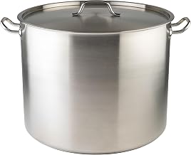 Winco Silver 80 qt Stainless Steel Stock Pot with Cover