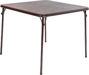 Flash Furniture Madelyn 33.5" Folding Card Table, Brown | 4 Players, Padded Vinyl Top, Portable, Lightweight