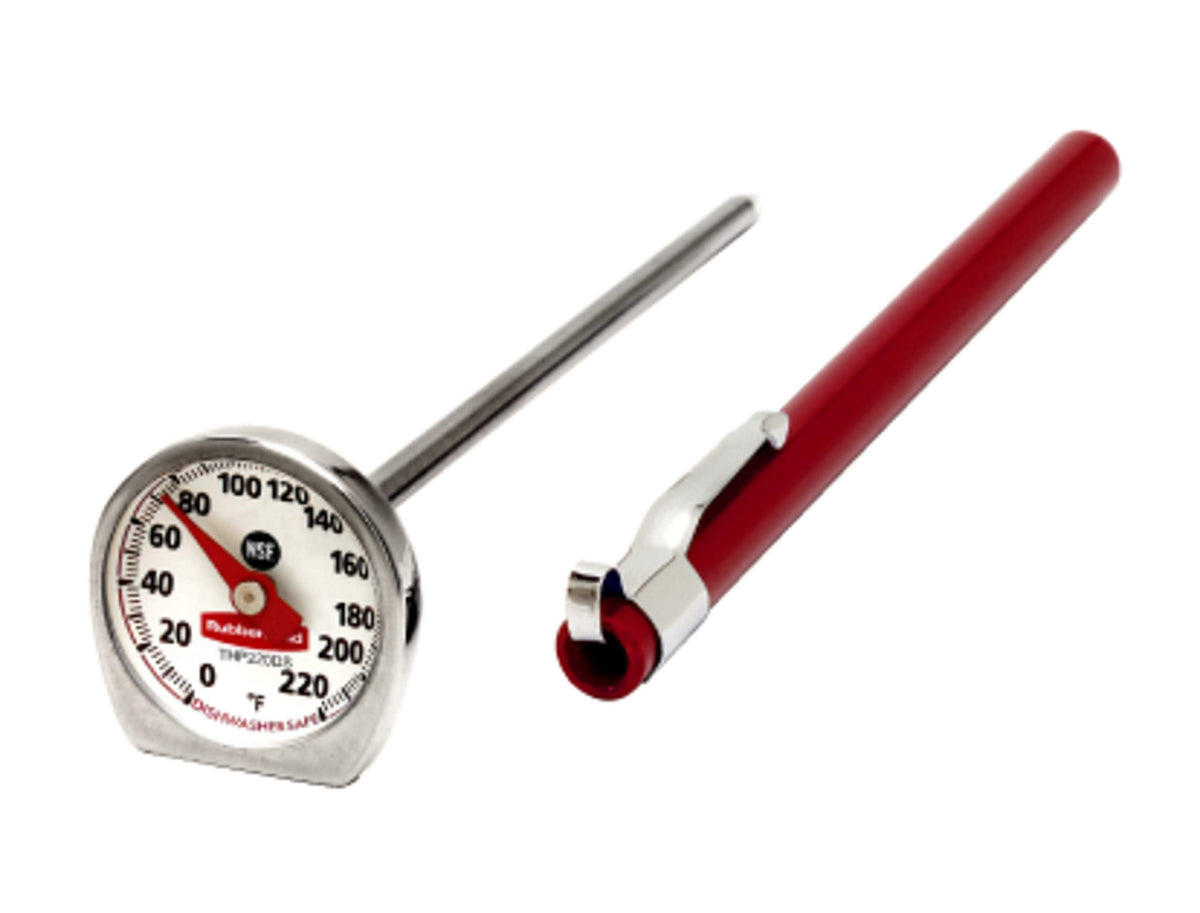 Rubbermaid Commercial Products Pocket Meat Thermometer, Stainless Steel, Red